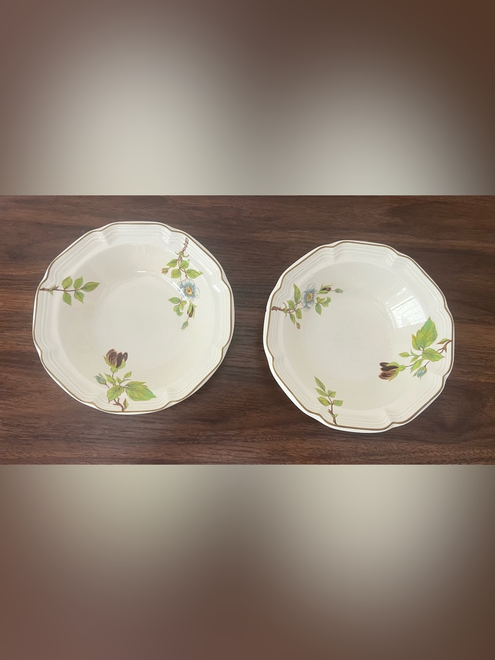 Set Of 2 Hankook Fine Ivory  Bowls White Apple Blossom 3463 Korea Vintage